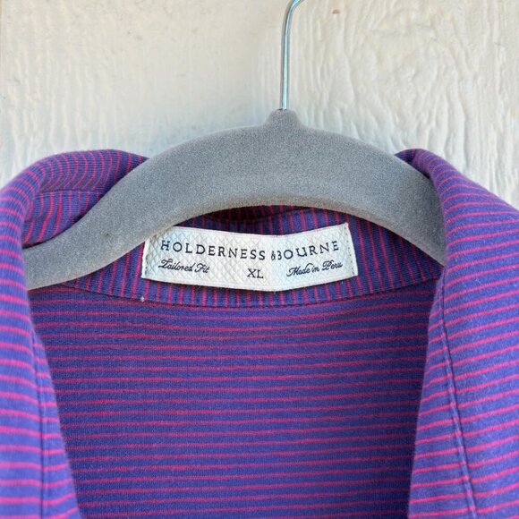 Holderness & Bourne Nagle Polo Men's XL Navy Red Striped Golf Comfort Summer - Picture 2 of 8